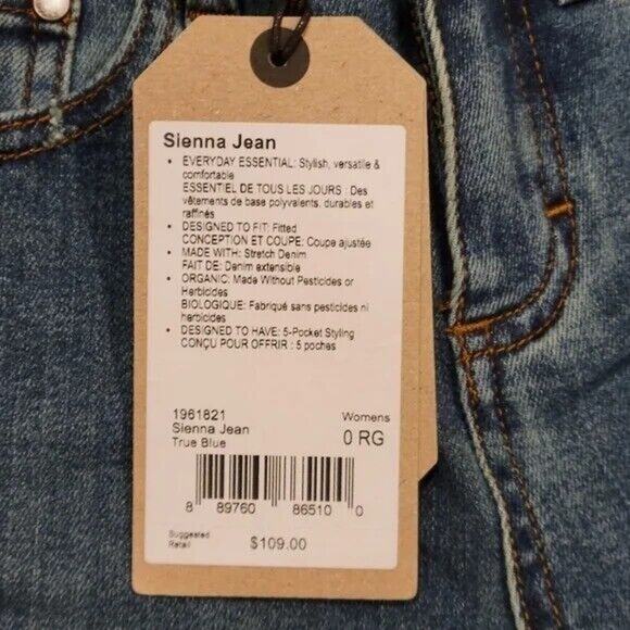 NWT prAna Sienna Jeans Skinny Stretch Cotton Mid Rise 0 / 25 True Blue #3203 - Picture 8 of 15